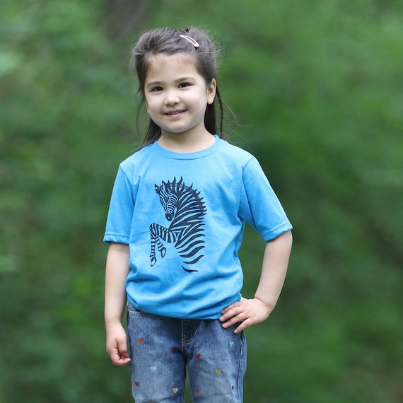 Kids Zebra Print T Shirt Safari Animal Prints on Vegan Clothing Eco Friendly Gifts for Kids Hiking Nature Shirt Etsy