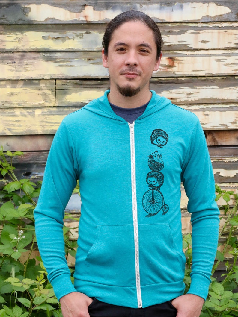 Hedgehog Funny Womens Hoodie Cute Animal Zip up Hooded Etsy