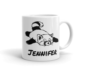 Red Panda Custom Coffee Mug | Personalized Ceramic Coffee Cup | Cute Animal Gift for Her or Him | Funny Name Mugs for Work