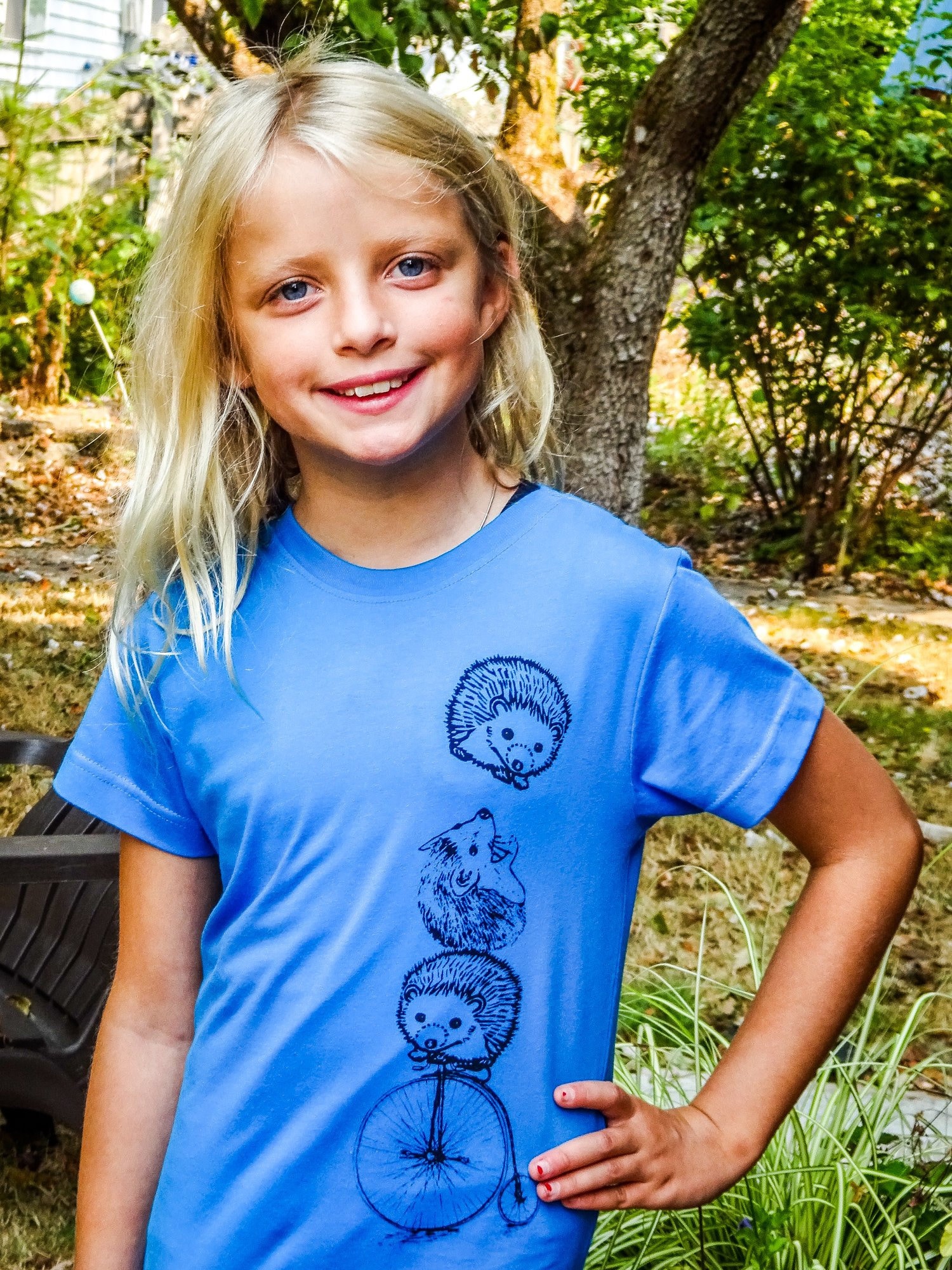 Funny Hedgehog Girls T Shirt Woodland 