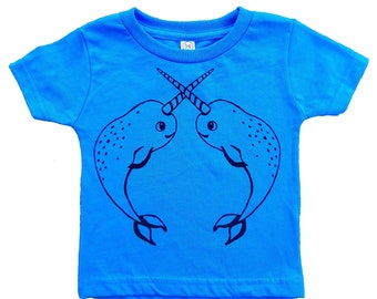 Narwhal Toddler Shirt, Kids Funny Narwhal Graphic T-Shirt, Eco Friendly Whale Clothing for Children