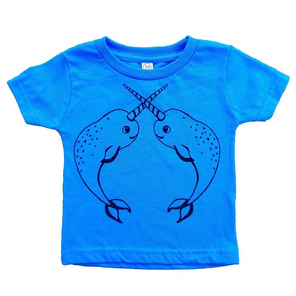 Narwhal Toddler Shirt, Kids Funny Narwhal Graphic T-Shirt, Eco Friendly Whale Clothing for Children