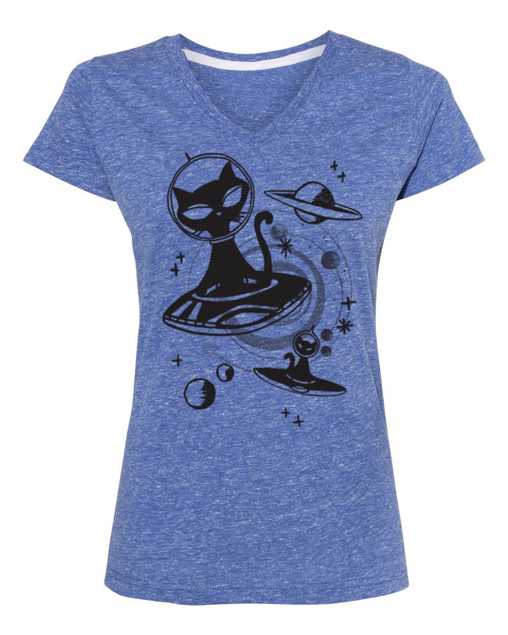 Space alien cute cat women's funny premium t-shirt