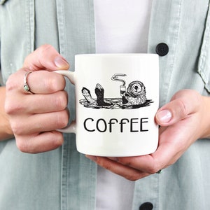 Personalized Otter Mug, Cute Funny Coffee Mugs, Coffee Lovers Gift for Co-Worker or Best Friend, Custom Ceramic Coffee Mug image 2