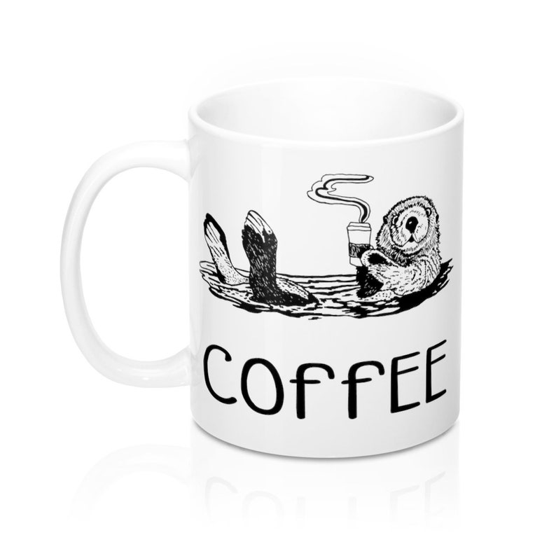 Personalized Otter Mug, Cute Funny Coffee Mugs, Coffee Lovers Gift for Co-Worker or Best Friend, Custom Ceramic Coffee Mug image 4