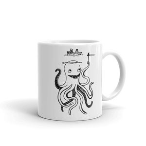 Funny Octopus Coffee Mug | Ceramic Mug Gift for Him | Coffee Cup With Nautical Ocean Animal Prank