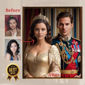 Custom Royal Couple Portrait from Photo Couple Royal Gift Custom portrait for couple anniversary gift queen and king portrait Christmas Gift