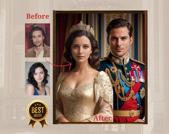 Custom Royal Couple Portrait from Photo Couple Royal Gift Custom portrait for couple anniversary gift queen and king portrait Christmas Gift