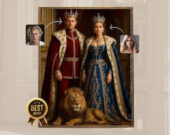 Custom Royal couple Portrait, King and Queen portrait Canvas, Custom Royal Portraits, Couple Portrait Custom, New year couple Christmas gift