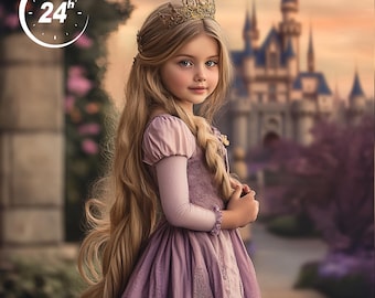 Pesonalized Princess Portrait Custom girl Birthday Gift Portraits for Kid Birthday Decor Custom Princess Portrait