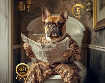 Custom Pet Portrait Royal Pet Portrait Dog Picture Regal Dog Portrait Renaissance Pet Portrait Funny Bathroom Dog Toilet Wall Art Pet Bath
