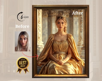 Custom Royal Portrait Renaissance Queen Custom Princess from Photo turn me royal Queen portrait royal family girl royalty now pictures