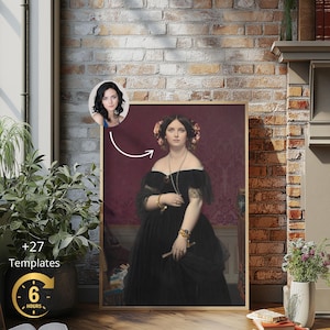 Custom Famous Portrait of Madame Moitessier, Custom Historic Portrait from Photo, Royal Queen Portrait, Historical Portraits Gift for her