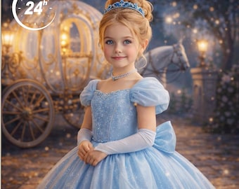Custom princess Portrait Girl Gift Personalized Photo Birthday Gift Kids Princess Party Theme Fairytale Gift