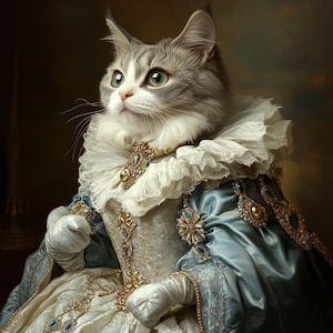 Custom Renaissance Cat Portrait: Royal Pet Memorial Art (Digital Download