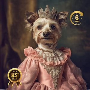Royal Pet Portrait From Photo Custom Regal Pet Renaissance Dog Pet Royal Pet Picture Regal Portrait art Royal Pet Photo Gift For Pet Owner