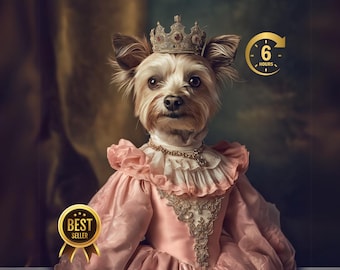Custom Regal Pet Portrait, Royal Dog Painting from Photo, Pet Portrait Royal Dog Portrait, Wall Art Renaissance Pet Portrait Gift