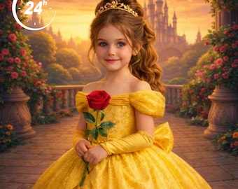 Custom princess Portrait Personalized Princess Portrait Art Princess Party Decor Custom Gift for kid