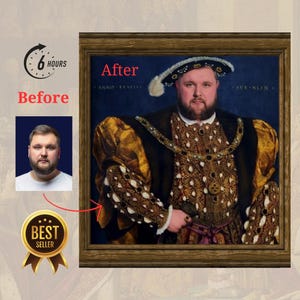 Custom Royal Portrait funny face print Swap Face Henry VIII Digital Renaissance Art custom royal gift for him coworker gift colleague gift