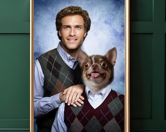 Custom Step Brothers Pet and Human Portrait Step Brothers Pet Portrait Human and pet custom portrait Dog Portrait Gift For Him