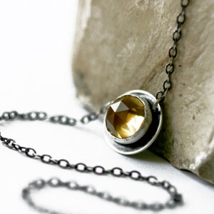 Honey Quartz Necklace, Faceted Honey Quartz, Rose Cut Honey Quartz Necklace