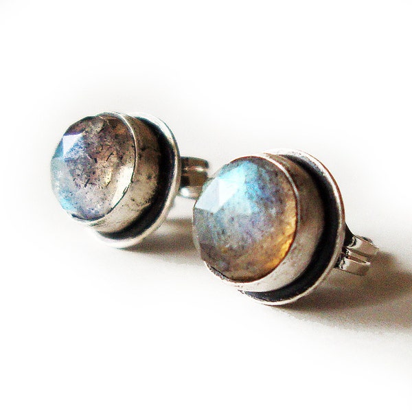 Labradorite Stud Earrings, Labradorite Earrings, Labradorite Studs - Neptune Studs