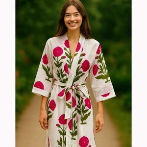 Women Kimono, Cotton Robe, Comfortable Nightwear Dress, Bridesmaid Robe, Dressing Gown, Beachwear, Handmade Robe, Gift for her