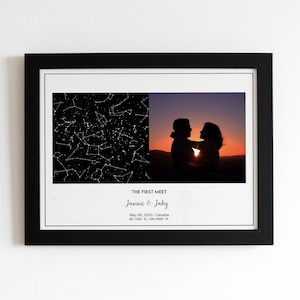 Carte des étoiles personnalisée par date, impression de ciel nocturne, carte du ciel personnalisée, le jour de votre naissance, cadeau de mariage, cadeau de fête des mères