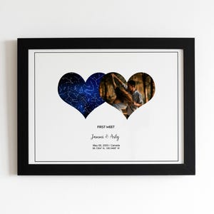 Impresión personalizada de mapa estelar de corazón, regalo de aniversario de "Noche en que nos conocimos", impresión de cielo nocturno, póster de mapa estelar, regalo de boda
