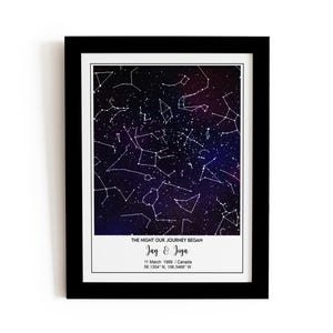 Custom Star Map by Date, Night Sky Print, Personalized Star Chart, The Day you were born, Wedding gift, Mother's Day Gift