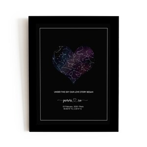 Cadeau personnalisé carte des étoiles par date, impression ciel nocturne, affiche de carte des étoiles, cadeaux photo, cadeau d'anniversaire, cadeau de mariage, cadeaux d'anniversaire