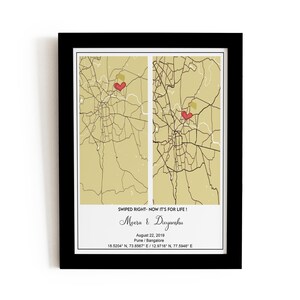 Zwei in eins Karte Geschenk, Hochzeitsgeschenk, Individuelle Stadt Karte, Karte Kunst, Paar Foto Geschenke, Geschenk für Mann, Geschenk für Frau Mann
