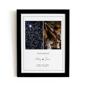 Impresión de mapa estelar personalizada, regalo de aniversario de la noche en que nos conocimos, impresión del cielo nocturno, póster de mapa estelar, regalo de boda