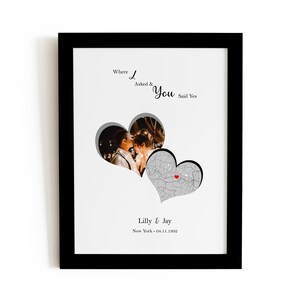 Cadeau 1er anniversaire, Cadeau de mariage, Plan de la ville personnalisé, Illustrations de carte, Cadeaux photo de couple, Cadeau pour mari, Cadeau pour femme