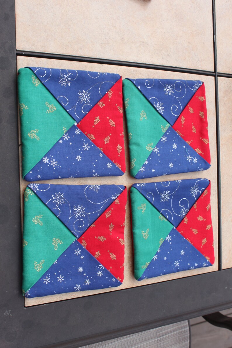 Christmas Coasters Set of 4 Fabric Etsy