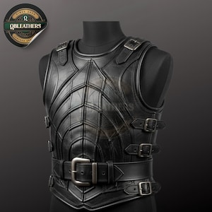 Handcrafted Black Leather Armor Vest: Cosplay & Steampunk Warrior Vest
