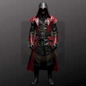 Gothic Black hooded leather trench coat – Classic black leather long coat - Gift for him