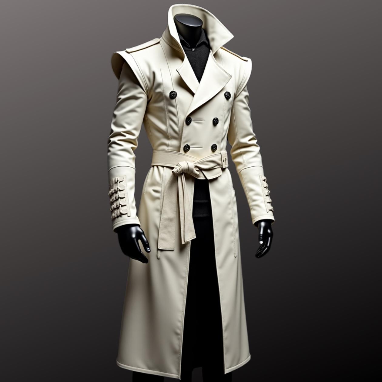 Mens White Leather Trench Coat - Etsy Mens White Leather Trench Coat - Etsy