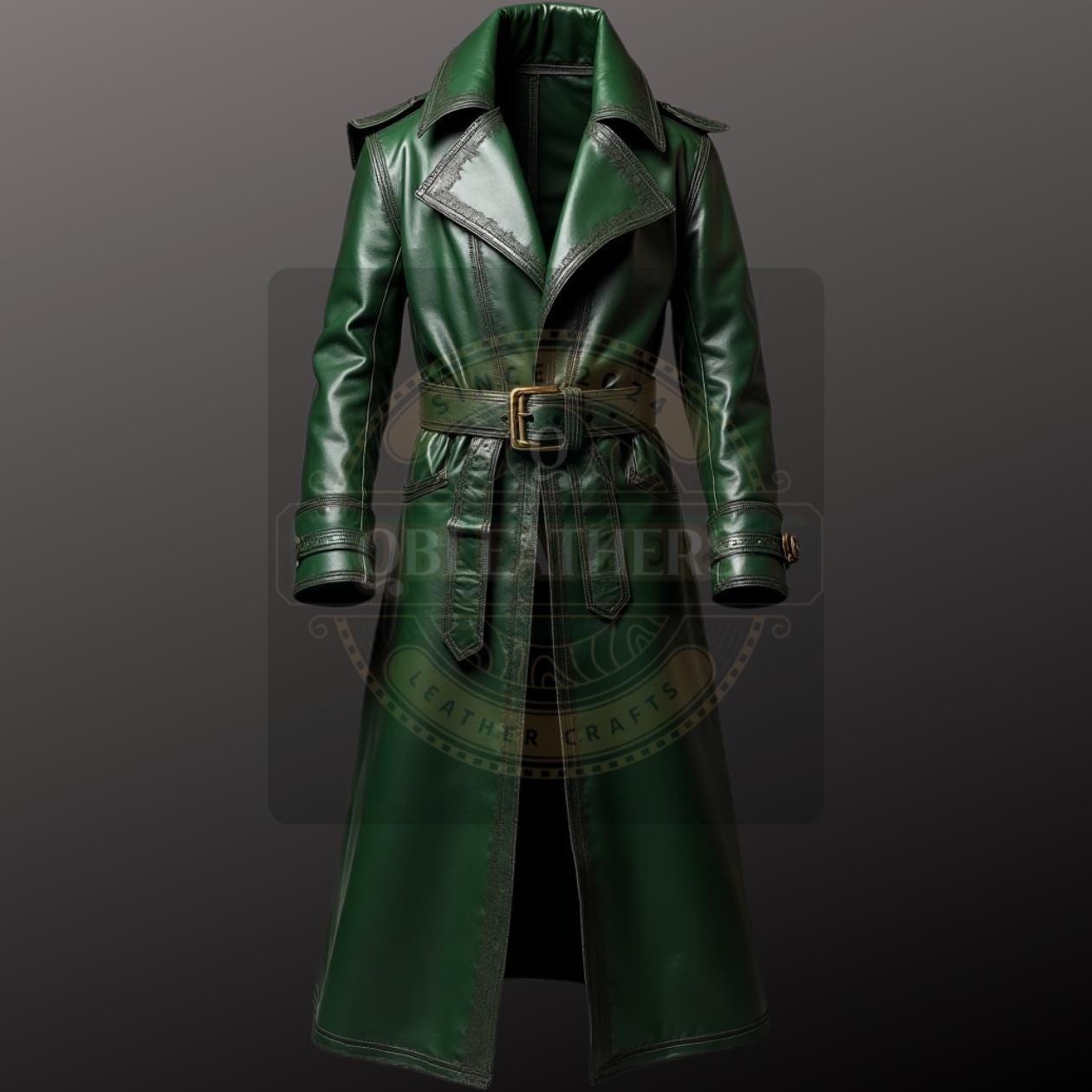 Green Leather Trench UK