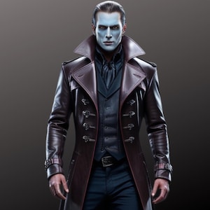 Gothic Leather Trench Coat: Handcrafted Buckle Detail, Cosplay Brown Long Coat