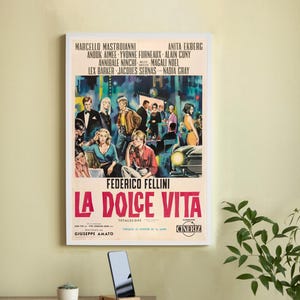 La dolce vita Poster del film - Poster del film su tela di alta qualità - Arte murale - Decorazione per la casa