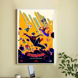Póster de la película Spider-Man: Un Nuevo Universo - Lienzo de alta calidad - Arte mural - Decoración del hogar