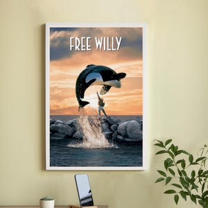 Póster de la película Free Willy: póster de película en lienzo de alta calidad, arte de pared, decoración del hogar
