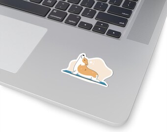 Corgi Yoga Vinyl Sticker, Dog Lover Gift
