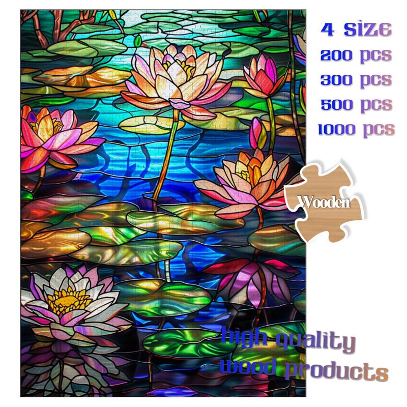 1000 Stained Glass Jigsaw Puzzles Waterlily Photo Puzzle Waterlily ...