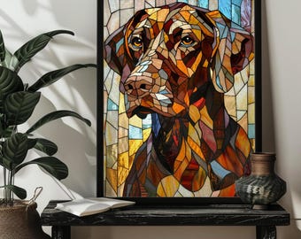 Stained Glass German Shorthaired Pointer Jigsaw Puzzle 300,500,1000 Shorthaired Pointer Dog Lover Gift,GSP Dog Loss Gift，GSP Wall Art