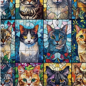 Rompecabezas de gato de vidrio de colores personalizado de 500,1000 piezas, regalo para amantes de los gatos, rompecabezas fotográficos de 200,300 piezas, rompecabezas de madera con imágenes de Pet Photo Gift