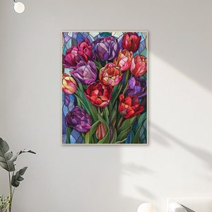 Personalisierte Diamant Malerei Kits Tulpe Glasmalerei Blumen Wandkunst DIY Diamond Art Kits Vollbohrer Diamant Punkte 5D Farbe Geschenk für Mama