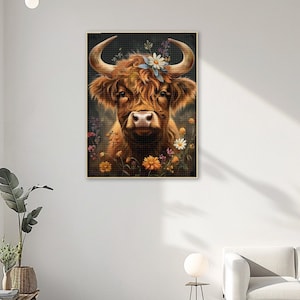 Kit de pintura de diamantes 5D con diseño de vaca de las tierras altas y granja, arte de pared con impresión en lienzo, bordado en mosaico, punto de cruz, decoración de pared de granja