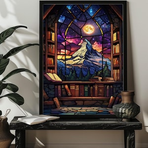 Stained Glass Night Court Book Jigsaw Puzzle for Adults,300/500/1000 Wood Bookshelf Puzzle,Bookish Home Decor, Fantasy Book Reader Gift